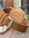 Watches Top Brand Luxury Quartz Leather Silicone Strap Bamboo Wristwatch
