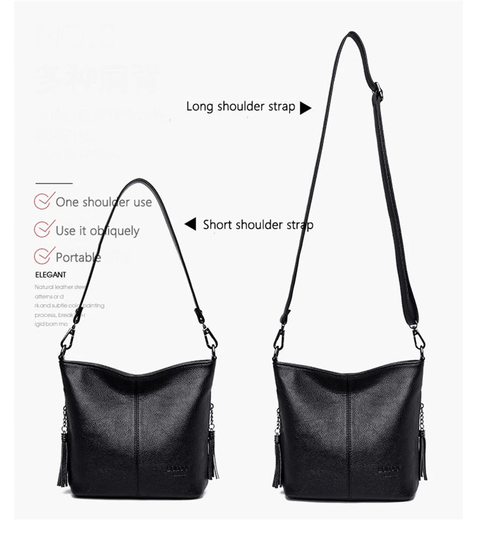 Soft Leather Purse Fashion Women Shoulder Messenger Bag Trend Designer Tassel Bag Luxury Ladies Handbag