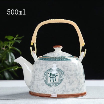 Porcelain Teapot with Strainer Net High Capacity 500 900ML Traditional Retro Ceramic Tea Set