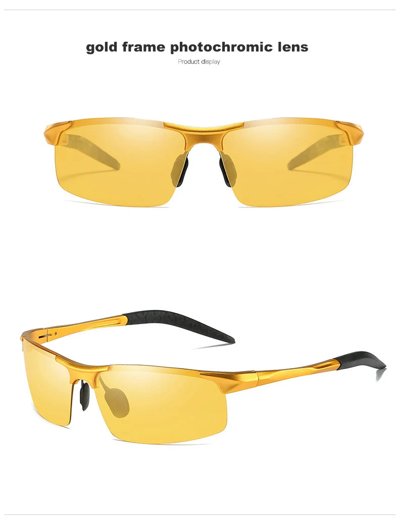 Aluminum Magnesium Photochromic Polarized Sunglasses UV400 Night Vision Driving Glasses for Men Women