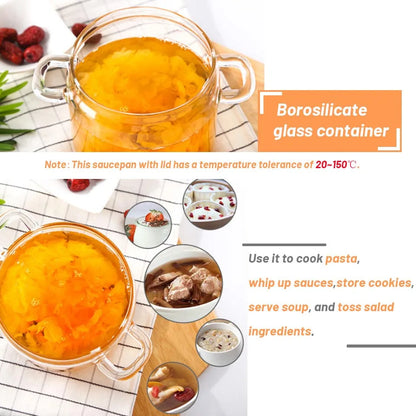 Transparent Glass Soup Pot Household Kitchen Vegetable Salad Bowl Thicken Flame Explosion-Proof Cook Saucepan Cookware