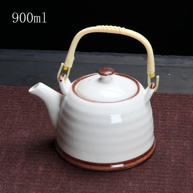 Porcelain Teapot with Strainer Net High Capacity 500 900ML Traditional Retro Ceramic Tea Set