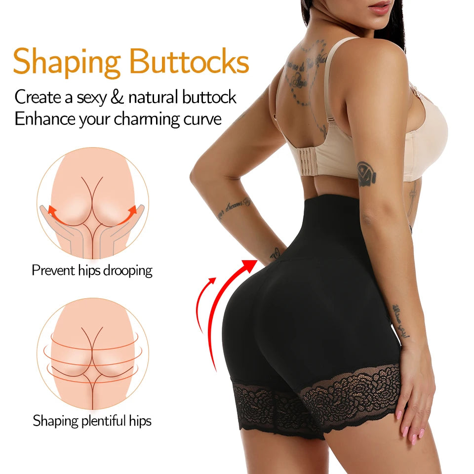 Women Body Shaper High Waist Shorts Lace Knickers Tummy Control Panties Slimming Underwear Shaping Boyshorts Shapewear