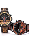 Wood Quartz Stop Watch Timer Luxury Chronograph Wristwatch Auto Date