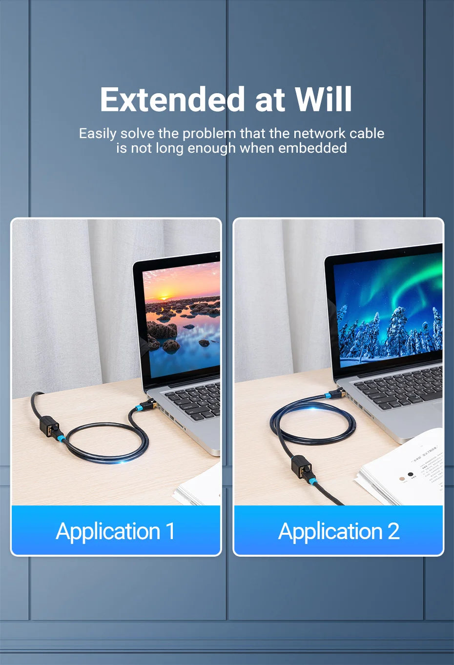 Ethernet Extension Cable RJ45 Cat6 SFTP Male to Female Extension Patch Cable Adapter for PC Laptop Cat6 Ethernet Cable