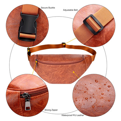 Fanny Pack Luxury Designer Belt Bag PU Leather Waist Bag Hip Bum Bag Men Waterproof Chest Bag Outdoors Waist Pack