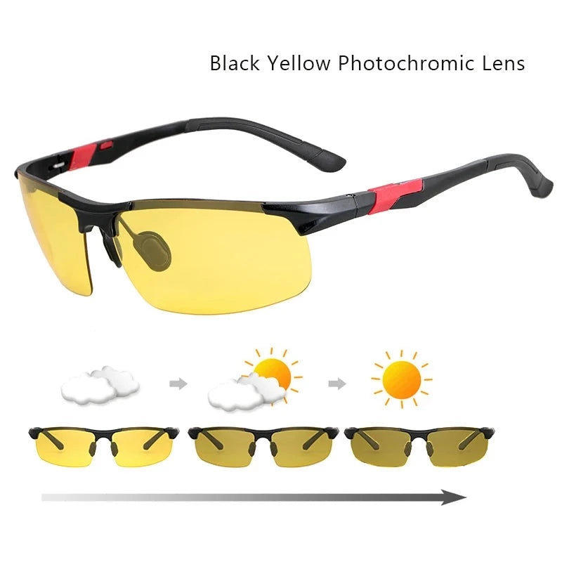 AL-Mg Photochromic Sunglasses Men Driving Sunglasses Men's Polarized Sunglasses