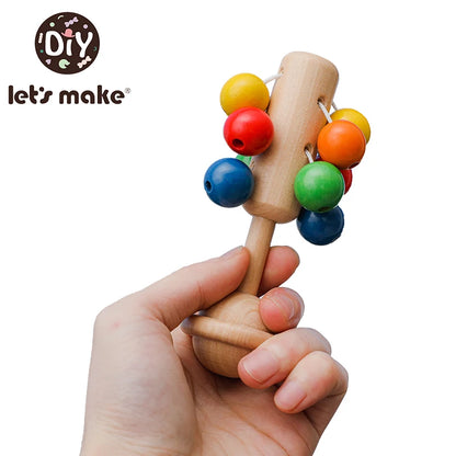 let's make Baby Wood Toys Rattle Newborn Infant Montessori Educational Wooden Ball 0 Up To 1 Year Games For Babies Gift New