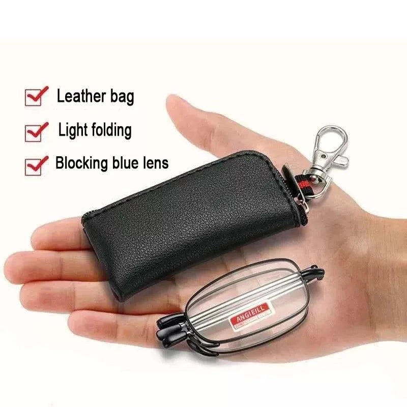 Mini Foldable Anti-Blue Ray Reading Glasses Portable Wallet Presbyopia Eyewear Round Frame Eyeglasses Men Women+3.5+4