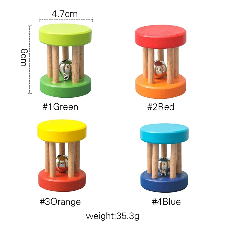 Color Wooden Rattles Toy 0-12 Months Baby Hearing Training Game Early Educational Toys Infant Toddler Hand Bell Toy