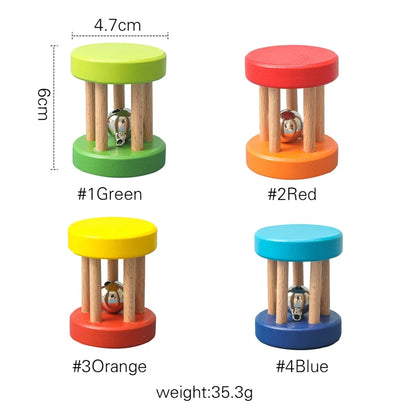 Color Wooden Rattles Toy 0-12 Months Baby Hearing Training Game Early Educational Toys Infant Toddler Hand Bell Toy