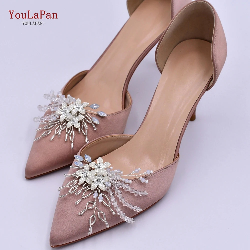 2 Pieces of Ladies Crystal Shoe Clip Alloy Flower Charm Metal Shoe Clip Bridal Shoes Rhinestone Accessories