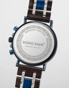 Wooden Watches in Quartz Wrist Stop Watch Stainless Steel Date Display Chronograph
