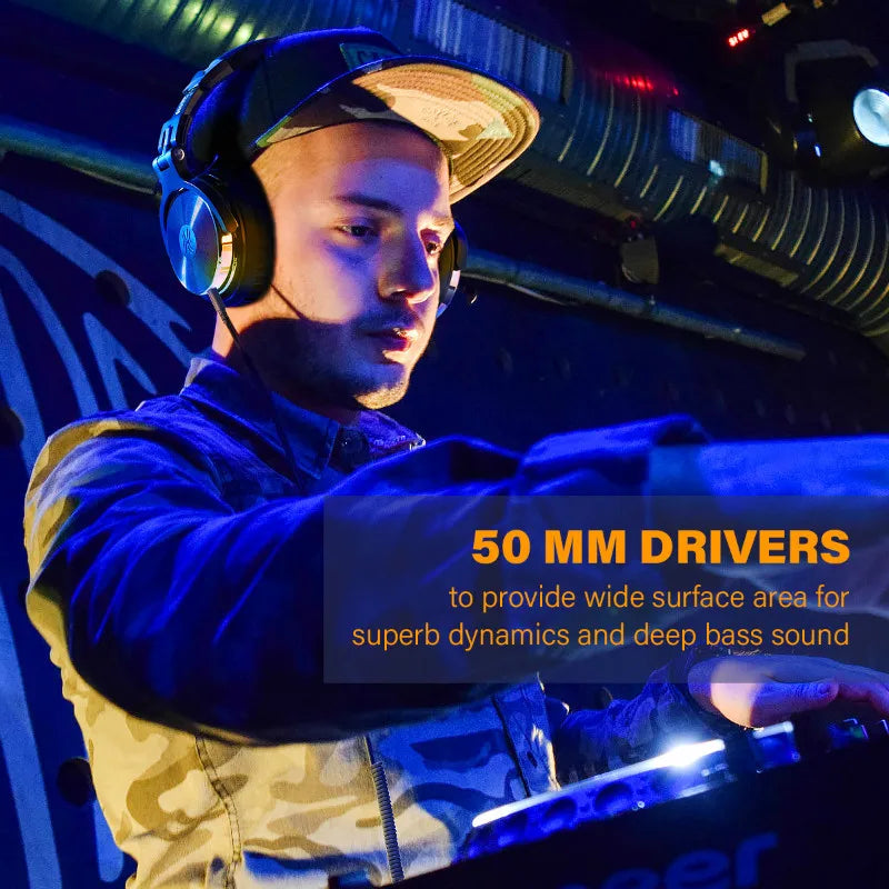 Wired HiFi Headphones Professional Studio DJ Headphones With Mic Over Ear Hi-Res Headset Monitoring For AMP Guitar Phone