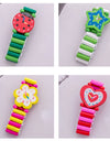 Kids Girl Colorful Wood Bracelets Children Elastic Watch Wristbands Child Toy Bracelet