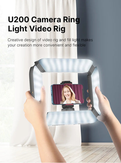 Rechargable Smartphone Video Rig Vertical Shooting LED Ring Light LED Video Light DSLR Smartphone Handle Vlog Grip