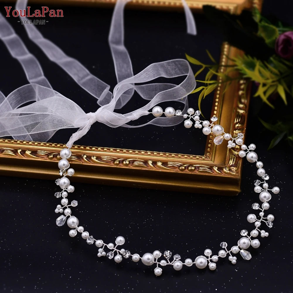 Trendy Pearl Headband Crystal Bridal Headwear Handmade Bridal Hair Jewelry Wedding Accessories