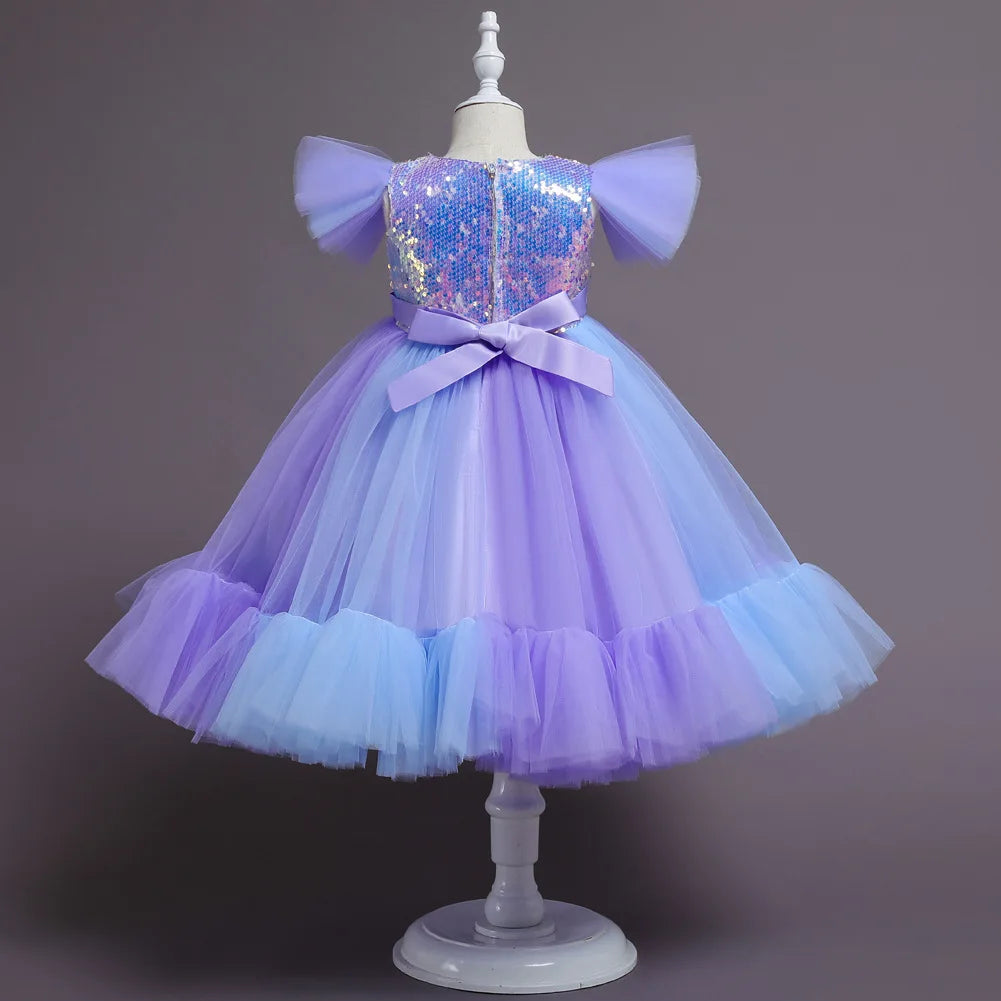 Purim Kids Dresses For Girls Elegant Flower Girls Wedding Dress Children Evening Party Lace Princess Ball Gown Clothing 2-10 Y