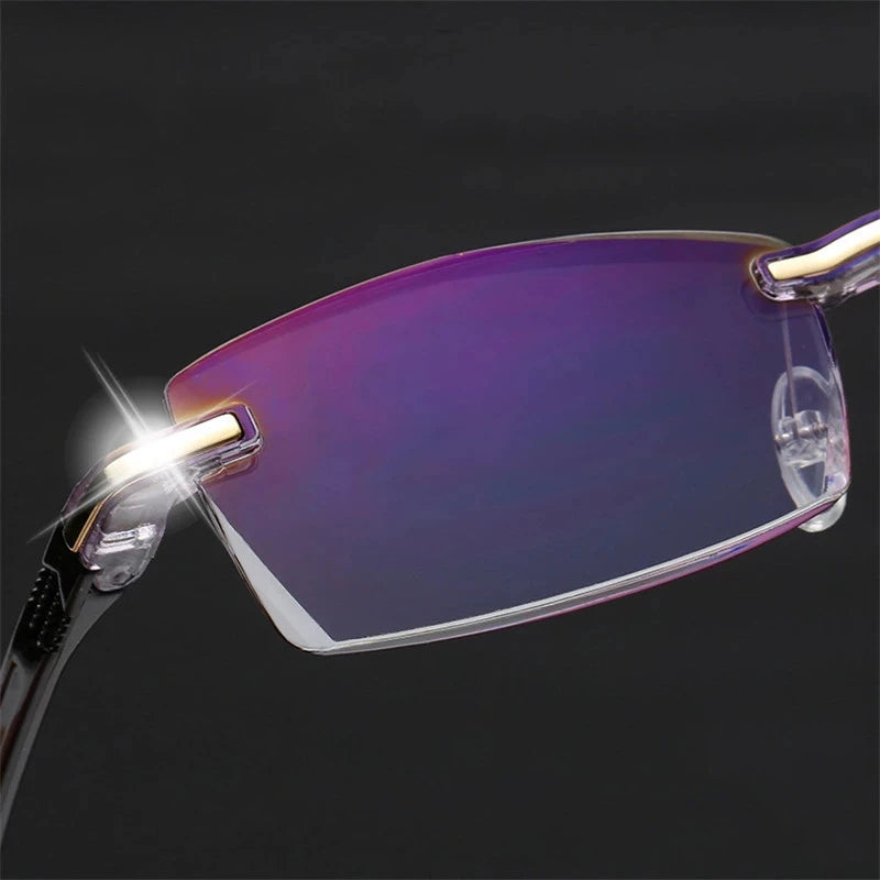 Rimless Reading Glasses Anti Blue Light Presbyopic Eyewear Square Frameless Eyeglasses Men Women Diopters +1.0 To 4.0