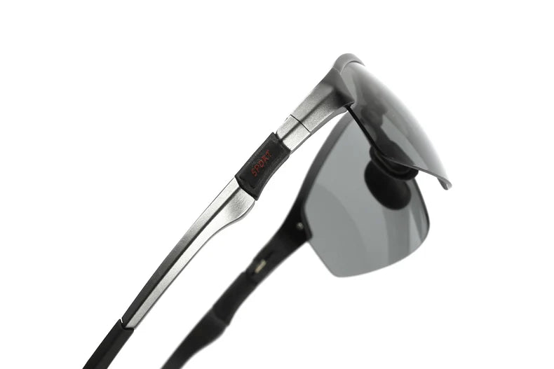 Aluminum Rimless Photochromic Polarized UV400 Driving Sunglasses for Men Women