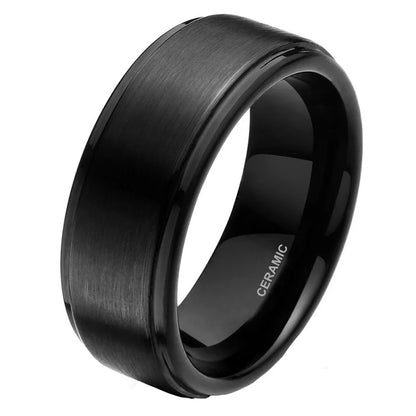 6mm 8mm Black Ceramic Ring Men Wedding Band Engagement Rings