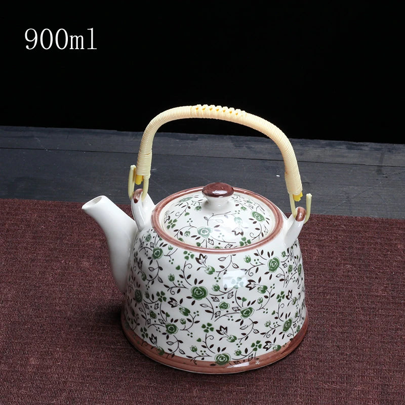 Porcelain Teapot with Strainer Net High Capacity 500 900ML Traditional Retro Ceramic Tea Set