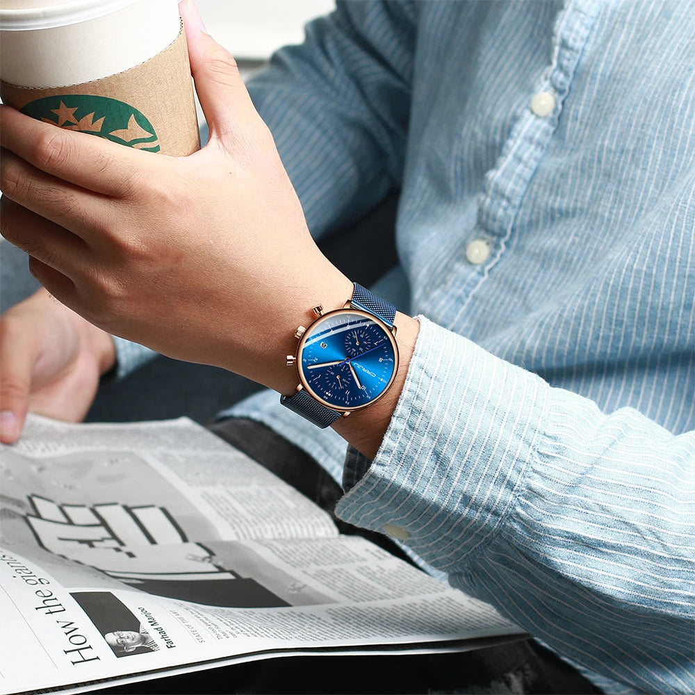 Mens Watch Top Luxury Brand Men Stainless Steel WristWatch Men's Military waterproof Date Quartz watches relogio masculino