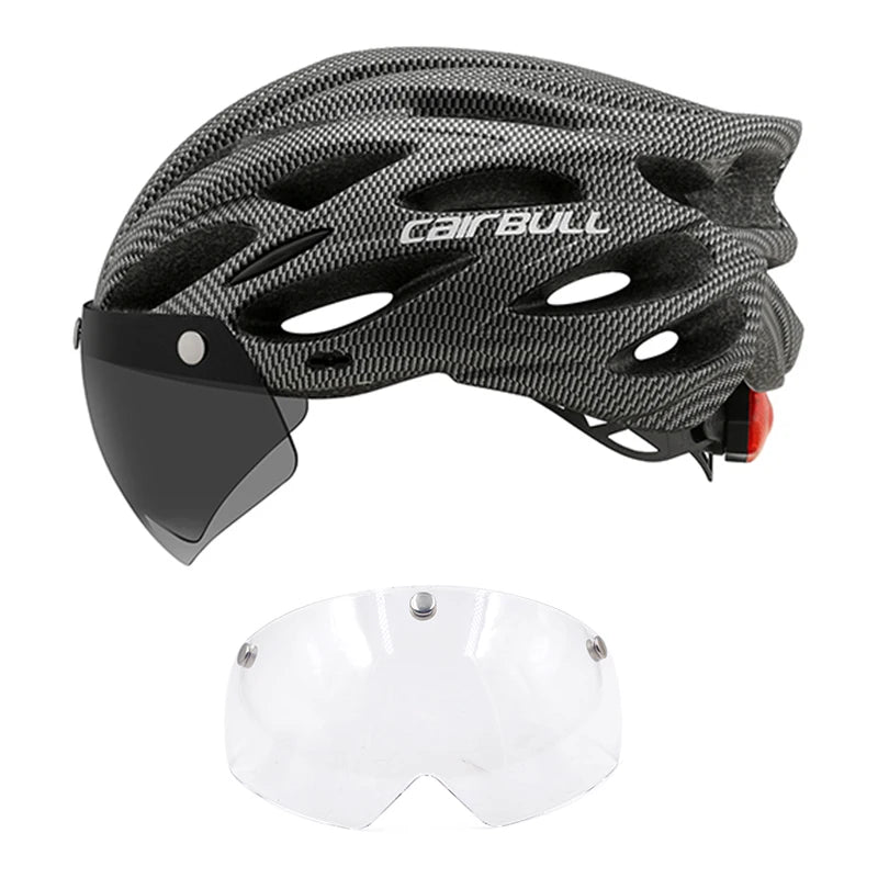 Lightweight LED Cycling Helmet With Visor For Road And Mountain Bike