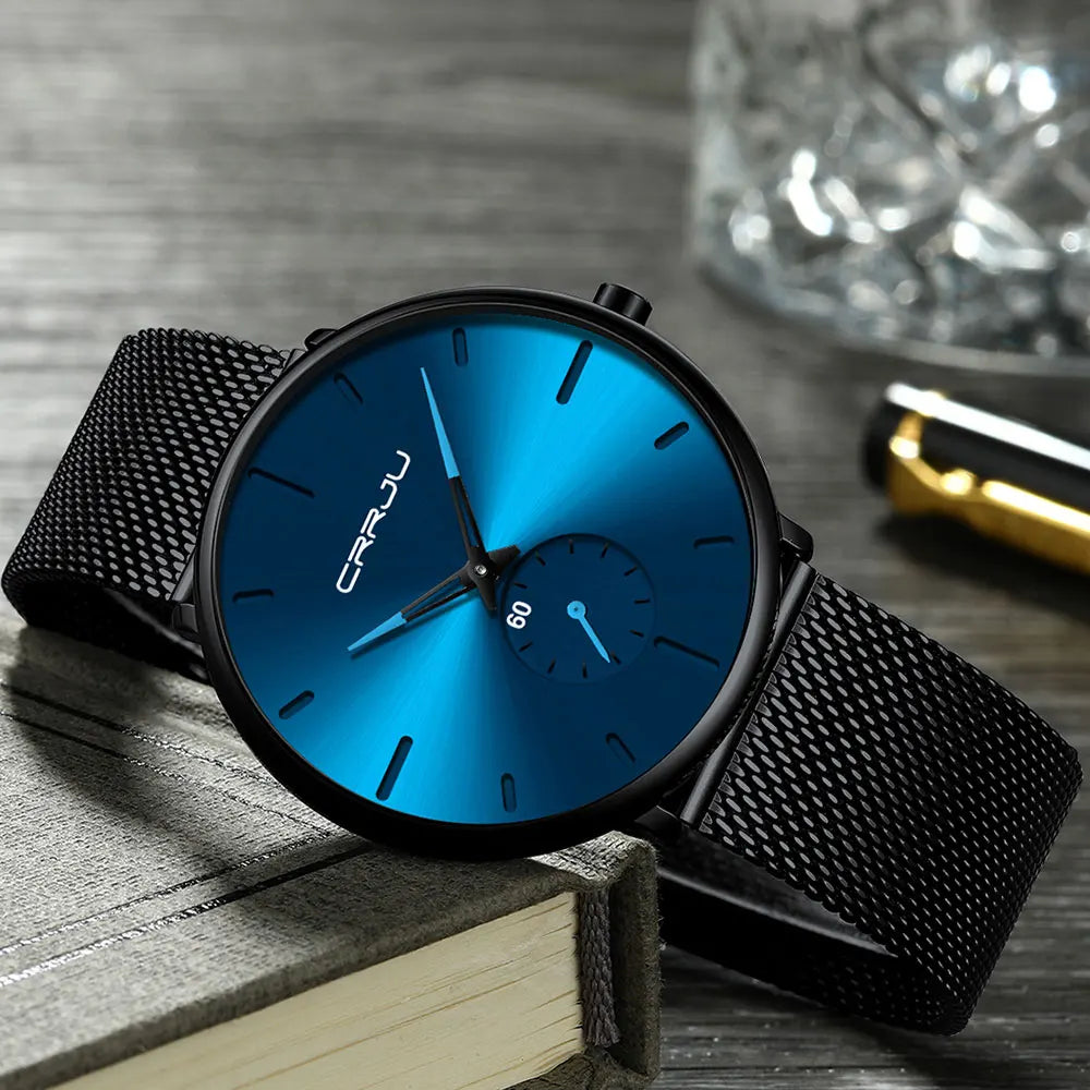 Fashion Blue Men Watch Top Luxury Brand Minimalist Ultra-thin Quartz Watch Casual Waterproof Clock Relogio Masculino
