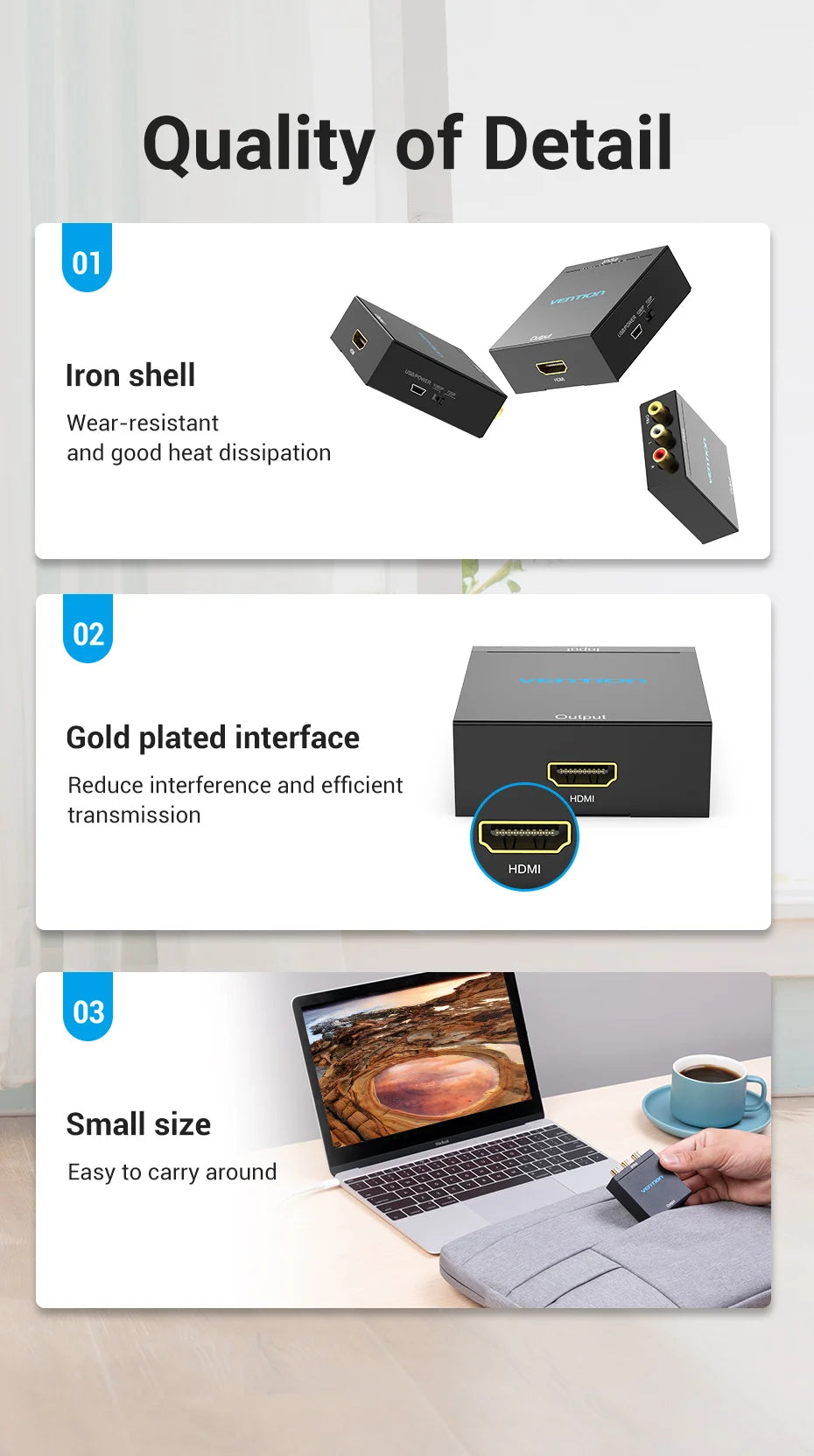 AV to HDMI Converter HDMI to RCA Video Adapter with Mini USB Power Cable for TV Box Projector  HDMI to AV