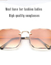 Refined Rimless Cut Square Sunglasses For Women Fashion Personality Two-Color Sunglasses