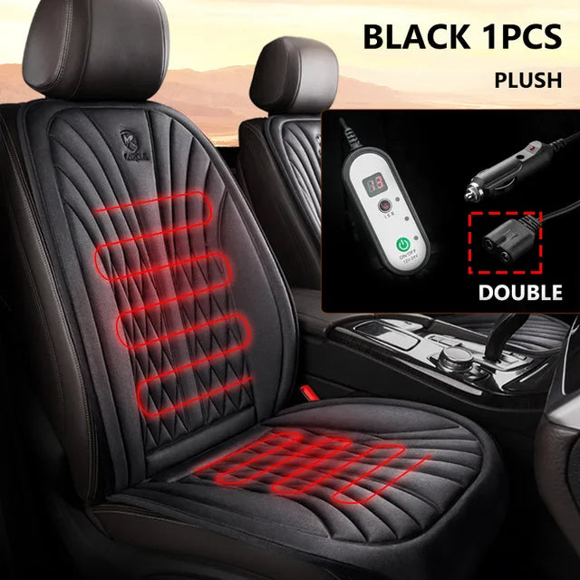 12/24V Heated Car Seat Cover 30‘ Fast Heating Seat Cushion Universal Car Seat Heater Thicken Lengthen Widen Flannel Heating Pad