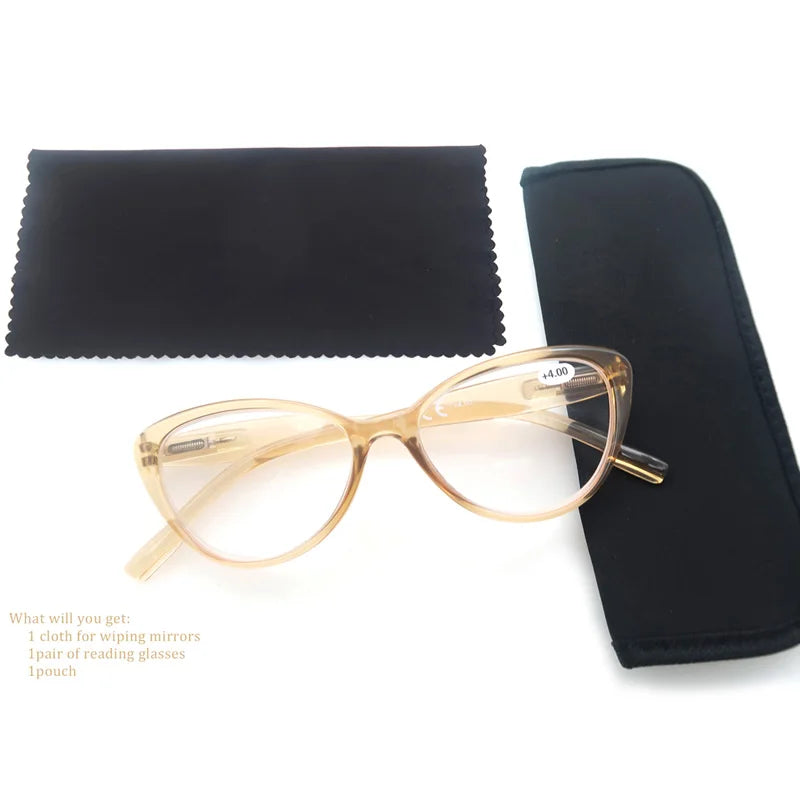 Reading Glasses Classic Oval Cat Eye Frame Female Readers Eyeglasses Comfortable Spring Hinge for Female with Diopter