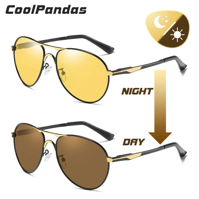 Intelligent Aviation Photochromic Polarized UV400 Day Night Driving Sunglasses for Men Women