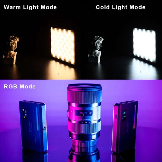 RGB LED Video Light 2500K–9000K Dimmable Photography Light Rechargeable Camera Fill Lamp