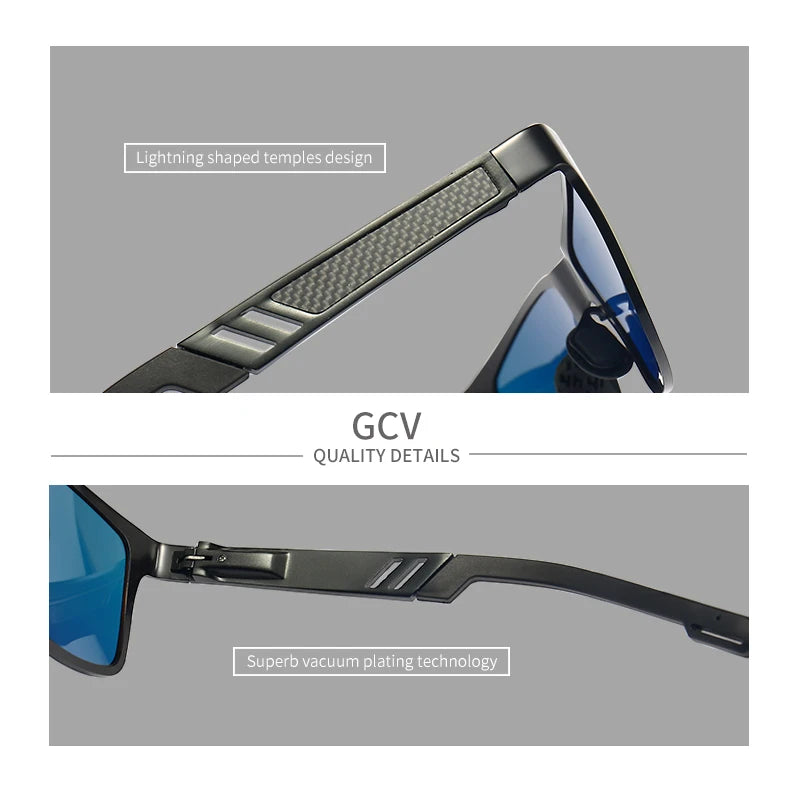 Rectangle Men Polarized Sunglasses Aluminium Magnesium UV400 Driving Eyewear Mirror Lens