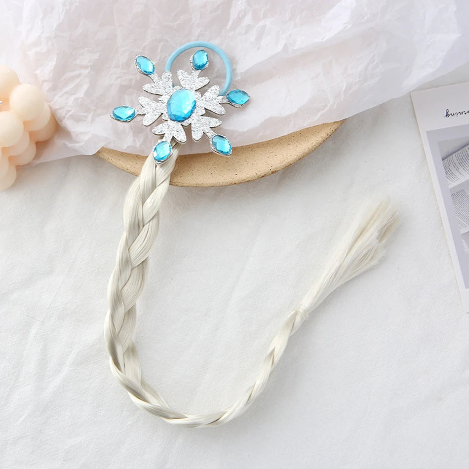 Princess Braid Elsa Headband Hairpiece Cosplay Braided Wigs for Elsa Dress Up Set for  Girls Party Wedding Birthday