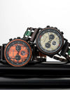 Wooden Watches in Quartz Wrist Stop Watch Stainless Steel Date Display Chronograph