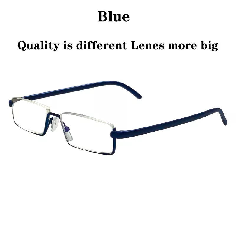 Metal Anti-Blue Light Reading Glasses Men Half Frame Prescription Eyeglasses Male TR90 Eyewear With Case +1.75