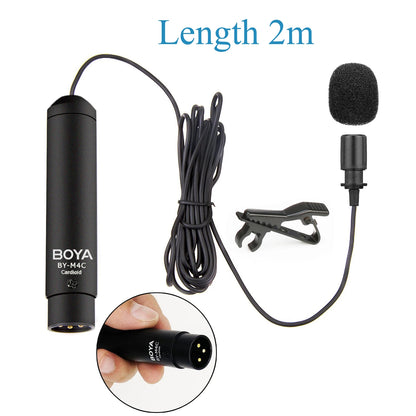 Microphone Professional Clip-On Cardioid XLR Lavalier Microphone Mic for Sony Canon Panasonic Camera Camcorders