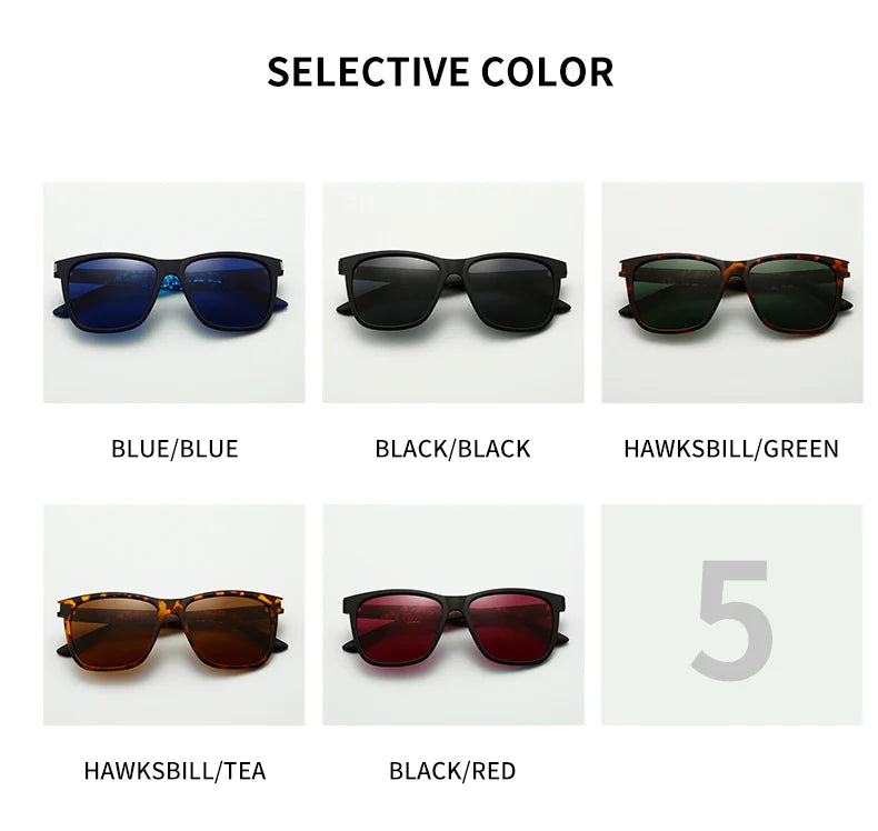 Ultralight TR90 Square Polarized UV400 Mirror Sports Sunglasses for Men Women