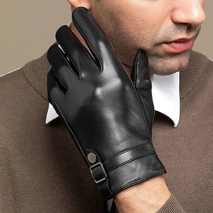 Sheepskin High Quality Autumn Winter Genuine Leather Gloves Men Driving Mittens Warm Touch Screen