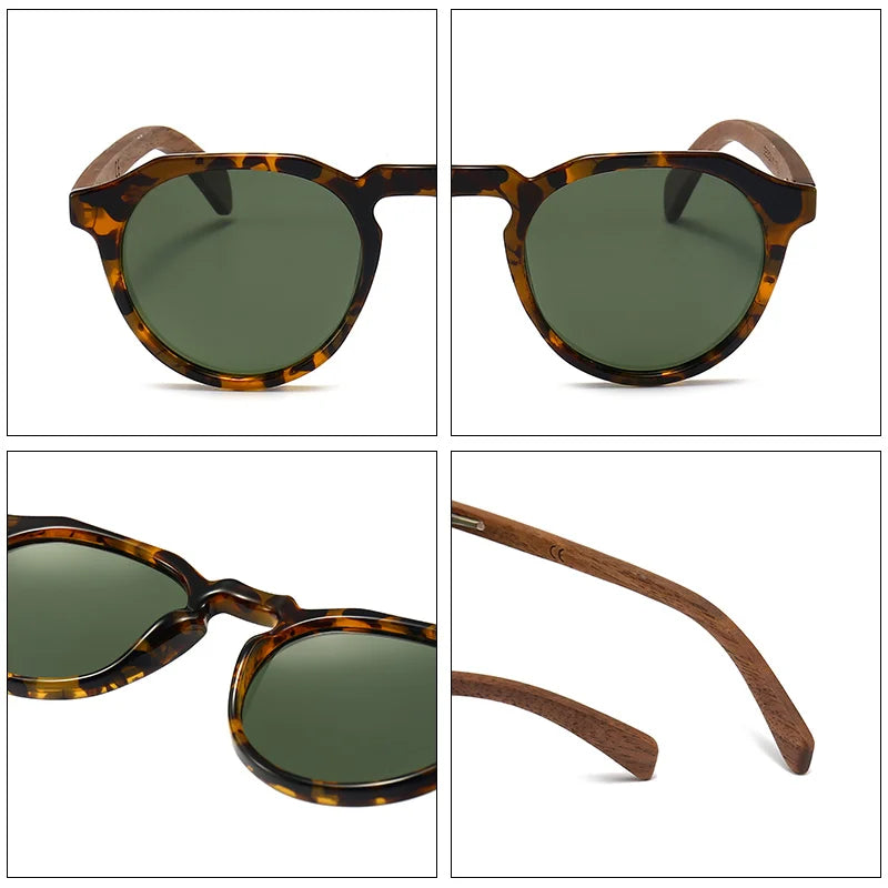 Advanced Walnut Wood Hawksbill Leopard Grain Frames Ultralight Sunglasses