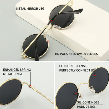 Copper Alloy Steampunk Round Polarized Sunglasses Vintage Sun Glasses Classic UV400 Metal Frame