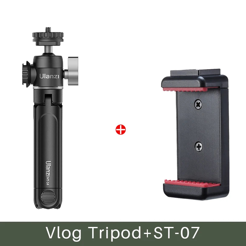 Mini Vlog Tripod Dual Cold Shoe Ballhead for Microphone LED Light Extend Smartphone Tripod for Sony A6400 Photography kit