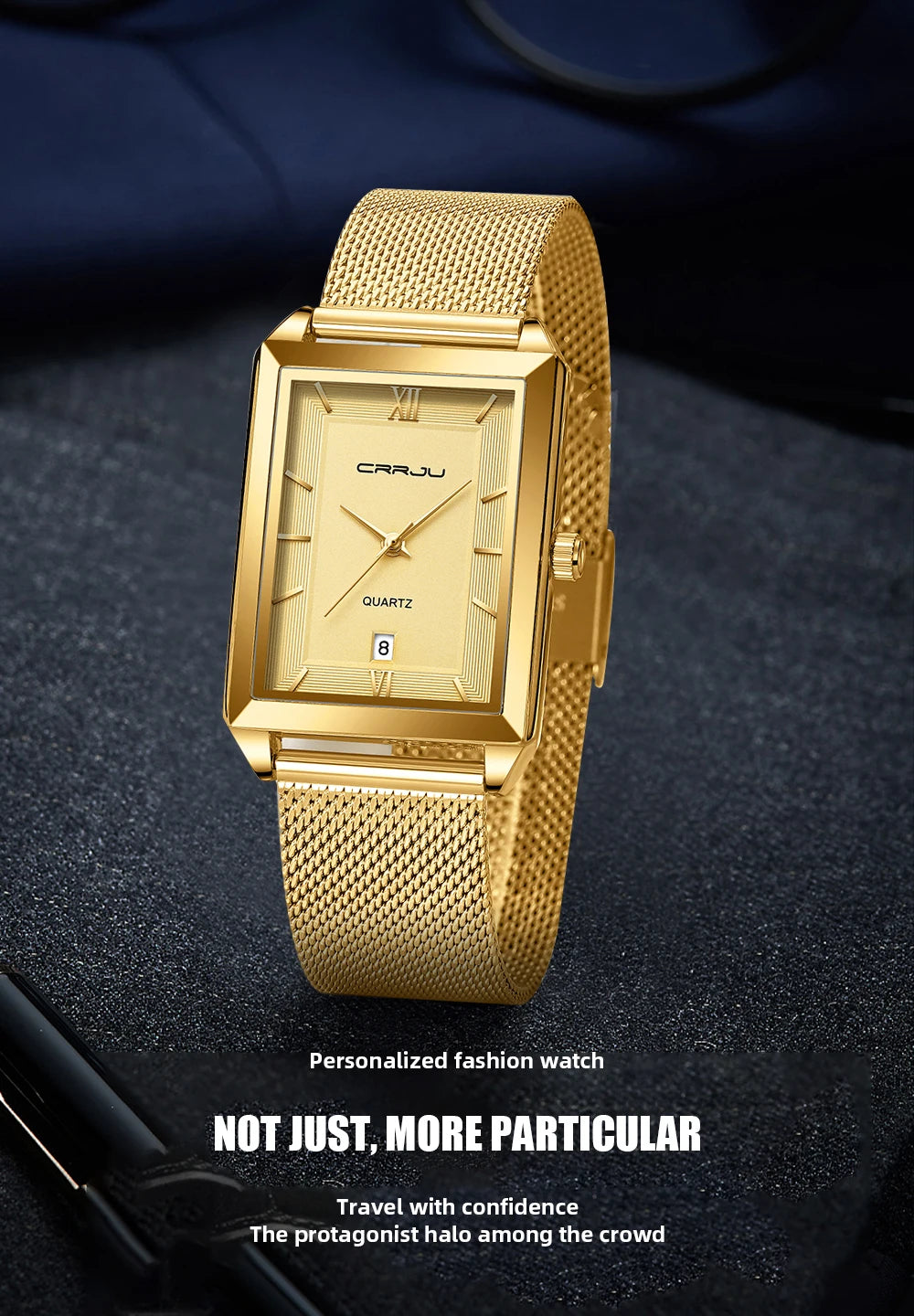 Watch Men Top Brand Luxury Square Golden Quartz Stainless Steel Waterproof Wrist Watch Relogio Masculino