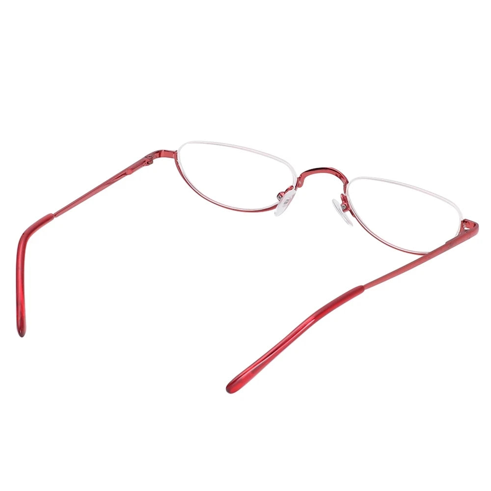 Cat Eye Reading Glasses Metal Half Frame Presbyopia Glasses Ultra-Light Small Rimless Hyperopia Spectacles Readers +2