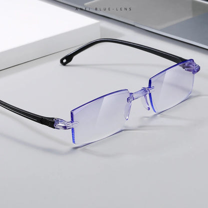 +1.0 +1.5 +2.0 +2.5 +3.0 +4.0 Rimless Reading Glasses Classic Anti blue Light Prescription Optical Far Eyeglass Women Men