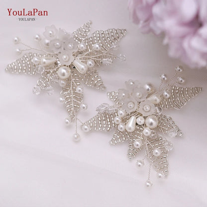 Wedding Flower Shoe Clip Pearl Shoe Buckle Bride Metal Shoes Ornaments Accessories Tiny Beaded Shoes Buckle