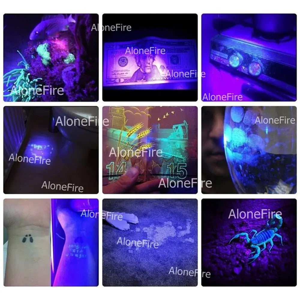 100 LED 395nm UV Blacklight Flashlight For Detection